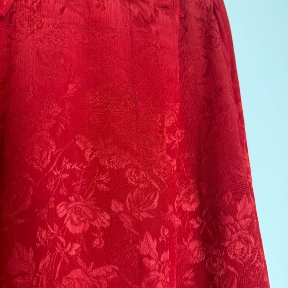 Jonathan Martin | Red Long Sleeve Mock Collar Jacquard Blouse - S - Picture 8 of 13